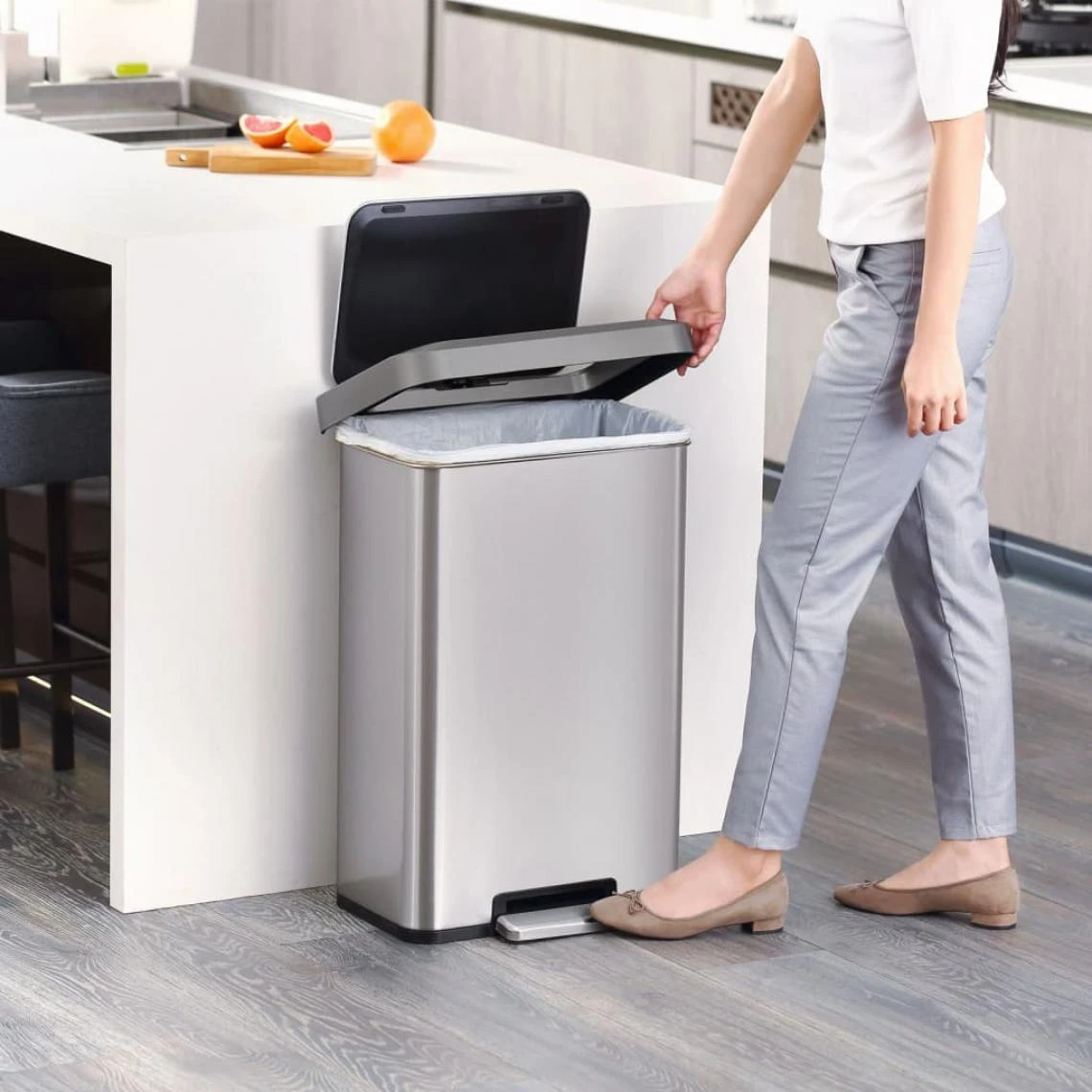 EKO Poubelle à Pédale Cozy 45 L Argenté Mat 4 EKO Poubelle à Pédale Cozy 45 L Argenté Mat - Image 4