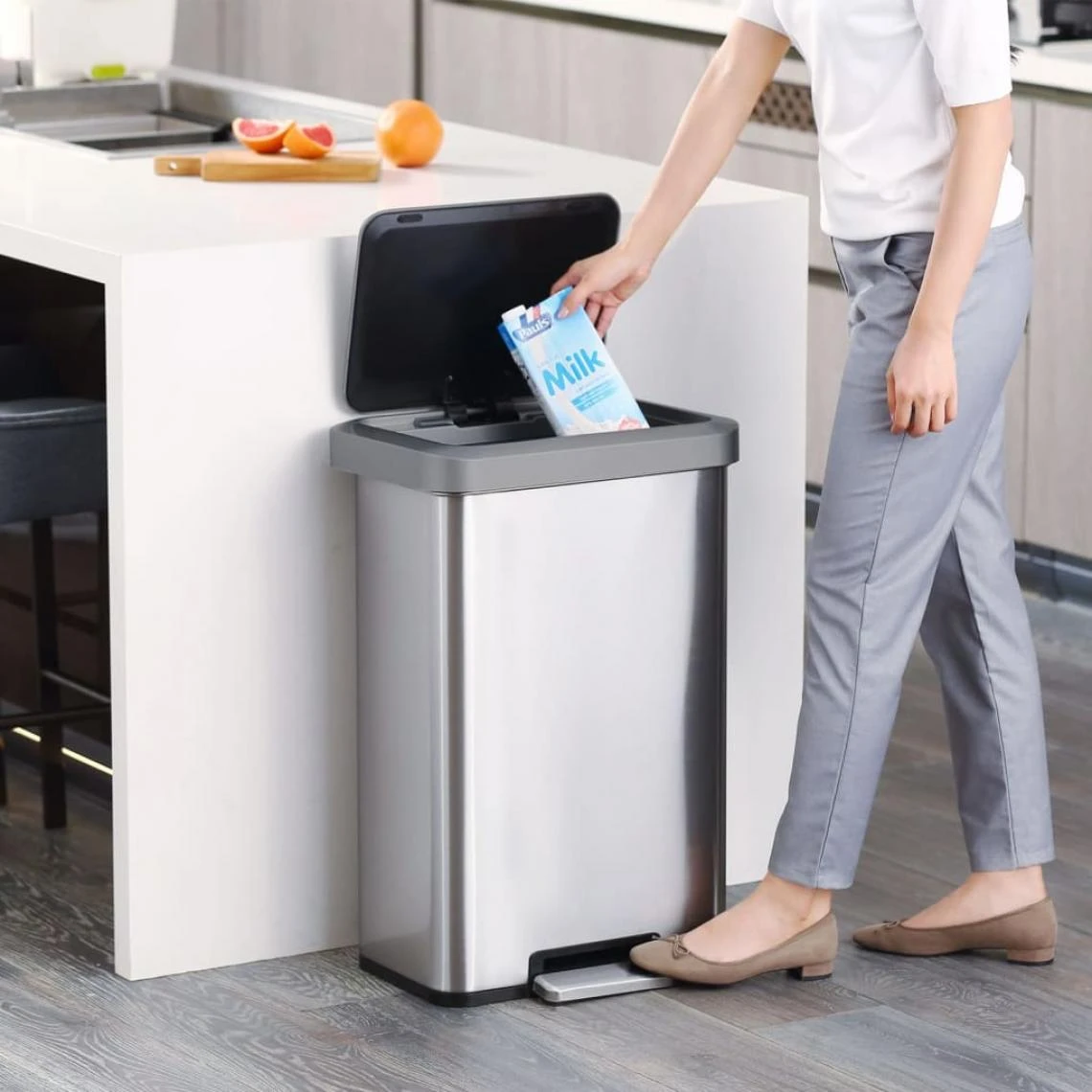 EKO Poubelle à Pédale Cozy 45 L Argenté Mat 5 EKO Poubelle à Pédale Cozy 45 L Argenté Mat - Image 5