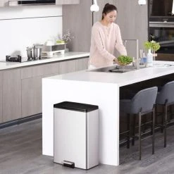 EKO Poubelle à Pédale Essential 2x20 L Argenté Mat