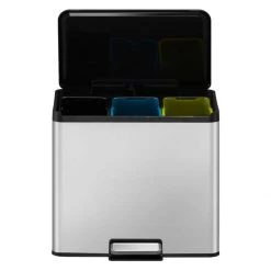EKO Poubelle à Pédale Essential 3x9 L Argenté Mat -Pegane Shop eko poubelle a pedale essential 3x9 l argente mat 11920970 31551244 1140x1140