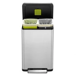 EKO Poubelle à Pédale X-Cube 2x20 L Argenté Mat -Pegane Shop eko poubelle a pedale x cube 2x20 l argente mat 11920962 31551200 1140x1140