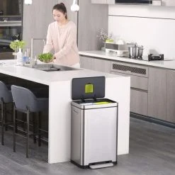 EKO Poubelle à Pédale X-Cube 2x20 L Argenté Mat -Pegane Shop eko poubelle a pedale x cube 2x20 l argente mat 11920962 31551202 1140x1140