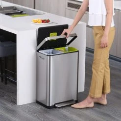 EKO Poubelle à Pédale X-Cube 2x20 L Argenté Mat -Pegane Shop eko poubelle a pedale x cube 2x20 l argente mat 11920962 31551204 1140x1140