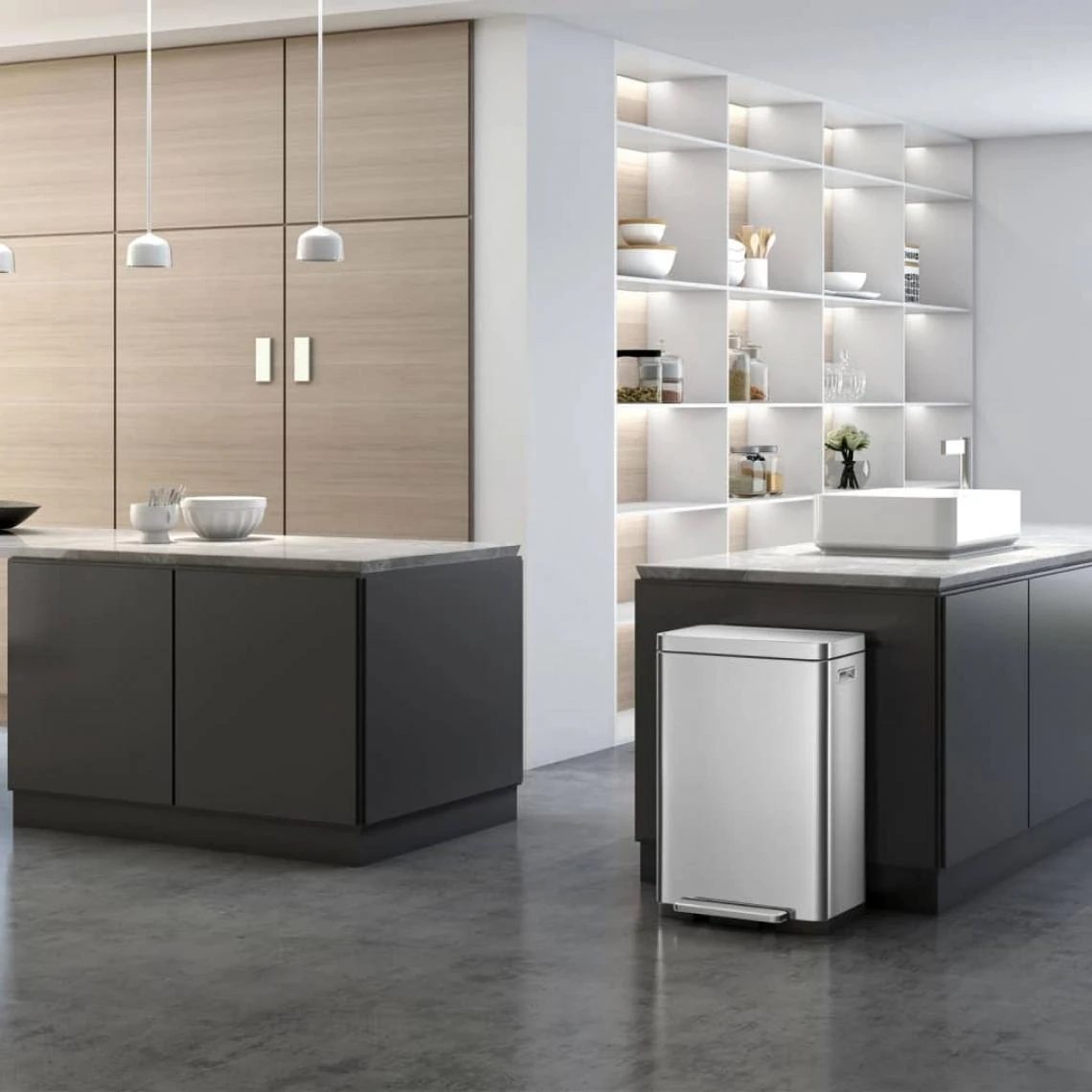 EKO Poubelle à Pédale X-Cube 45 L Argenté Mat 4 EKO Poubelle à Pédale X-Cube 45 L Argenté Mat - Image 4