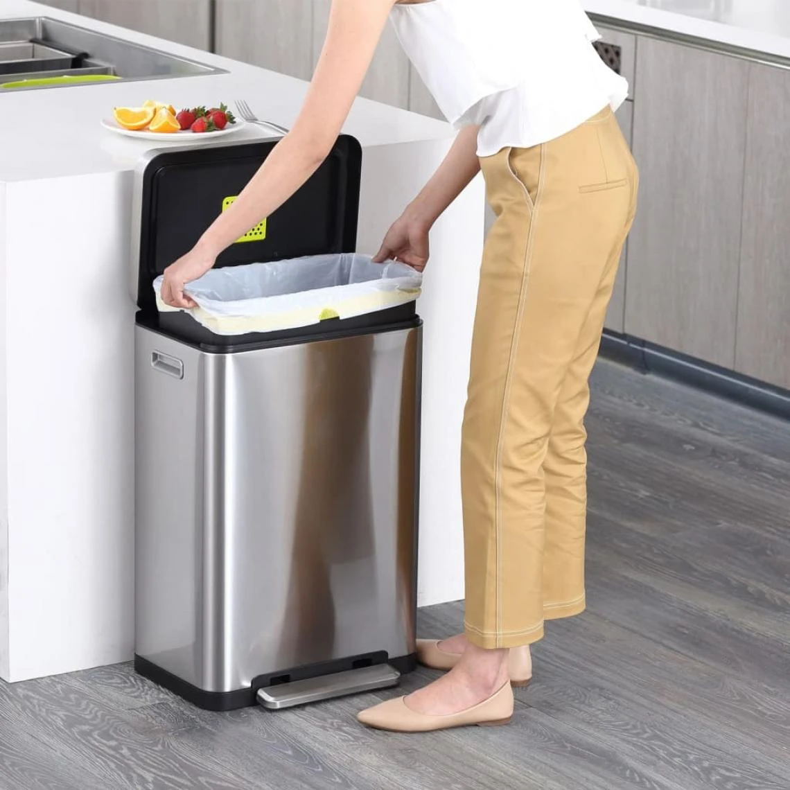 EKO Poubelle à Pédale X-Cube 45 L Argenté Mat 5 EKO Poubelle à Pédale X-Cube 45 L Argenté Mat - Image 5