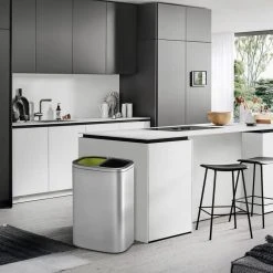 EKO Poubelle à Ouverture Dessus OLI-Cube 2x20 L Argenté Mat