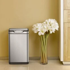 EKO Poubelle Touch Bar Pro 2x20 L Argenté Mat -Pegane Shop eko poubelle tactile pro 2x20 l argente mat 11519604 30175492 1140x1140