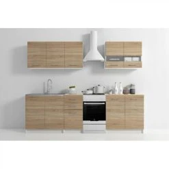 Hucoco ELIF - Cuisine Complète Modulaire + Linéaire L 200 Cm 6 Pcs - Plan D...