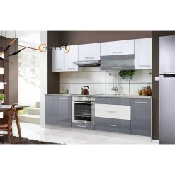 Hucoco ELM 260 - Cuisine Complète L 2,6m - 8 Pcs + Plan De Travail INCLUS - ...