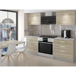 Hucoco EMBER - Cuisine Complète Modulaire Linéaire L 120 Cm 4 Pcs - Plan De...