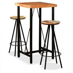 VIDAXL Ensemble De Bar 3 Pcs Bois De Sesham Massif Et Recyclé - Brun - Ensem...