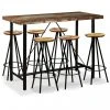 VIDAXL Ensemble De Bar 7 Pcs Bois Massif Recyclé - Brun - Ensembles De Meubl...