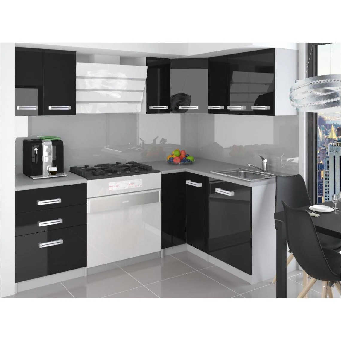 Hucoco ESTRADA - Cuisine Complète D'angle + Modulaire L 300 Cm 8 Pcs - Plan... 1 Hucoco ESTRADA - Cuisine Complète D'angle + Modulaire L 300 Cm 8 Pcs - Plan...