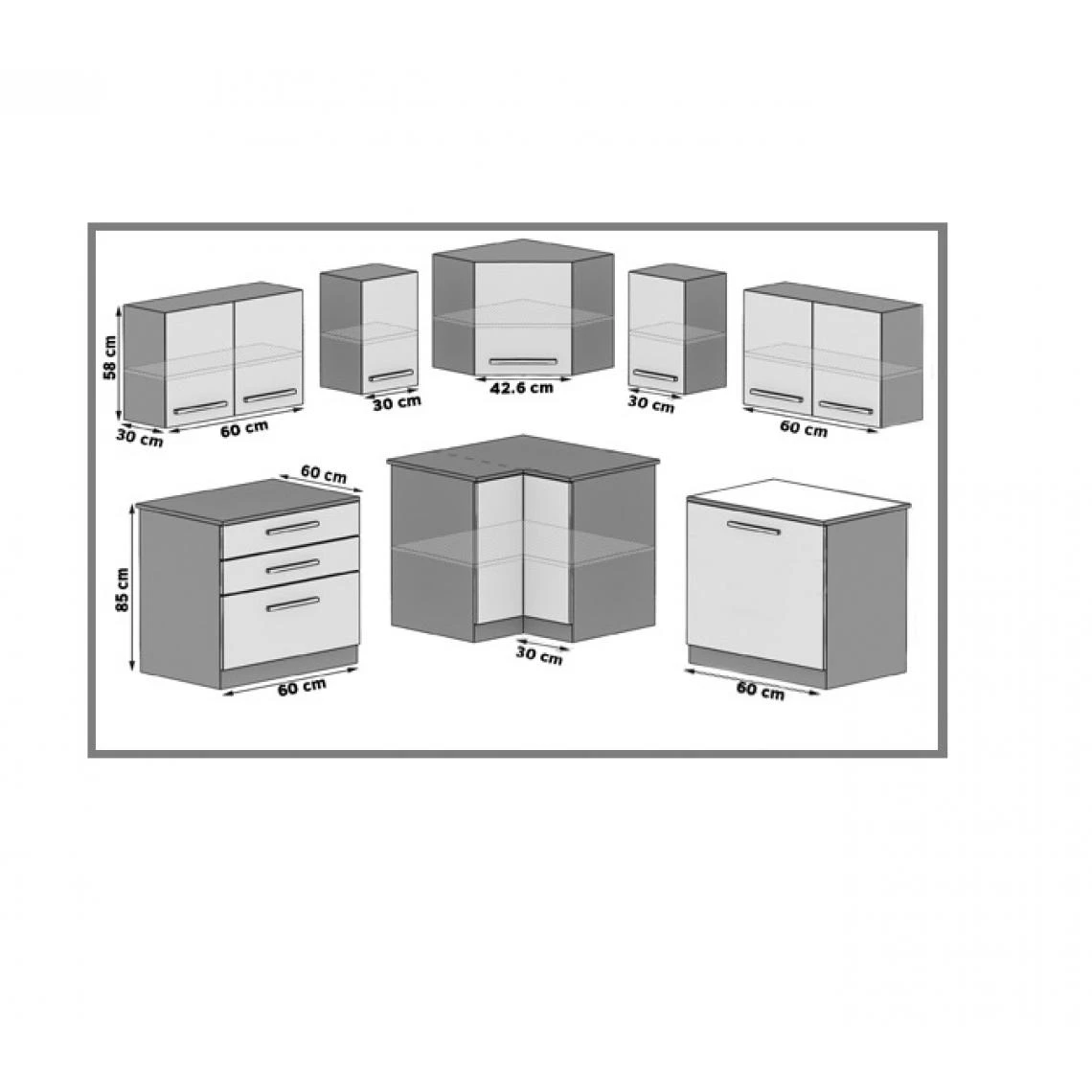 Hucoco ESTRADA - Cuisine Complète D'angle + Modulaire L 300 Cm 8pcs - Plan ... 2 Hucoco ESTRADA - Cuisine Complète D'angle + Modulaire L 300 Cm 8pcs - Plan ... - Image 2