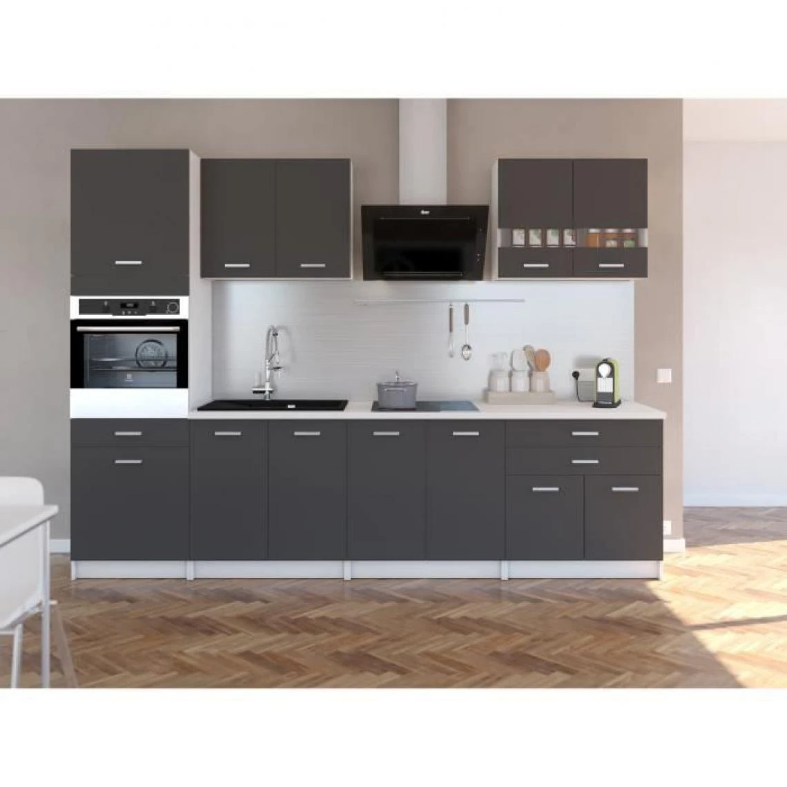 CSTORE EXTRA - Cuisine Complète Colonne L 300cm - Gris Mat 2 CSTORE EXTRA - Cuisine Complète Colonne L 300cm - Gris Mat - Image 2