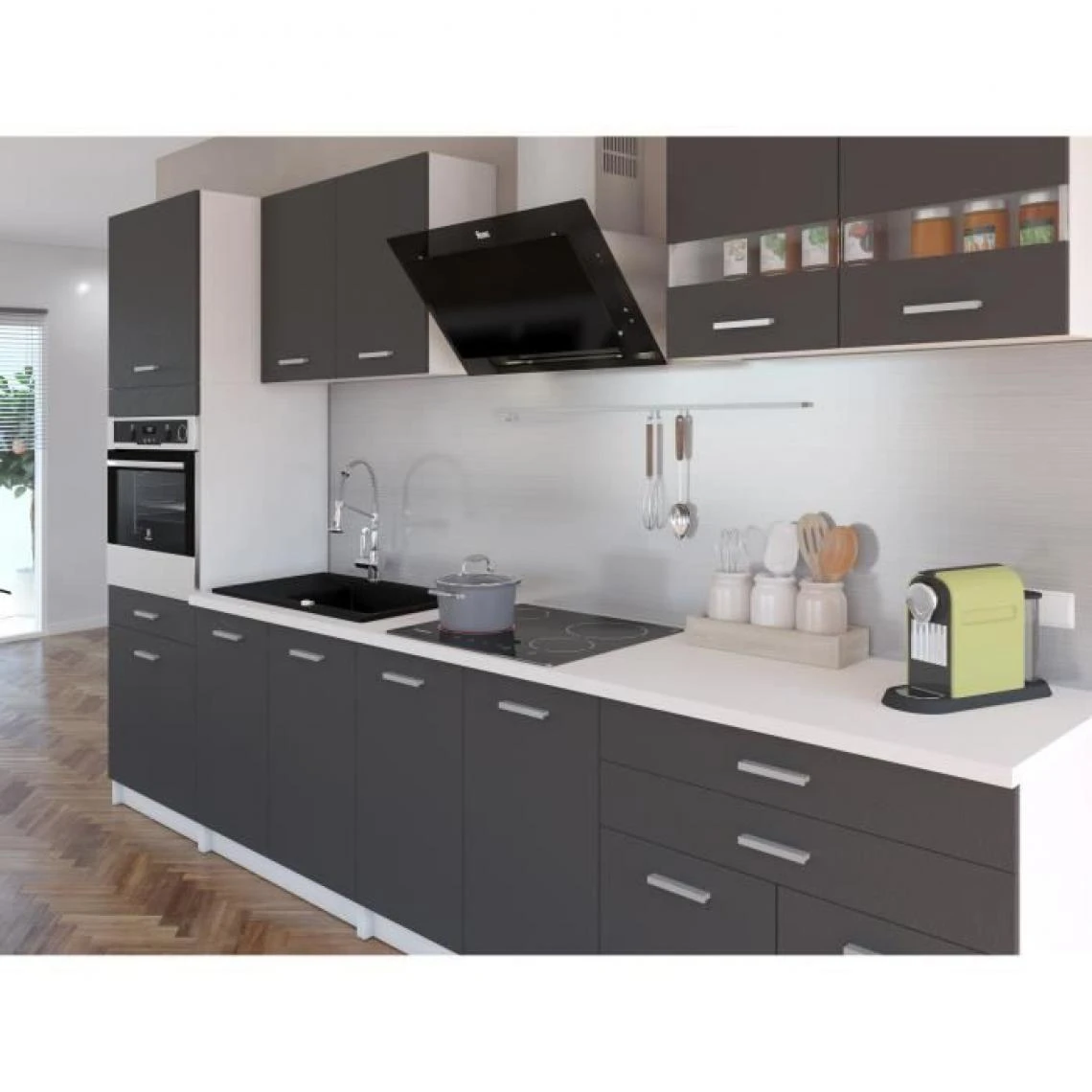 CSTORE EXTRA - Cuisine Complète Colonne L 300cm - Gris Mat 3 CSTORE EXTRA - Cuisine Complète Colonne L 300cm - Gris Mat - Image 3