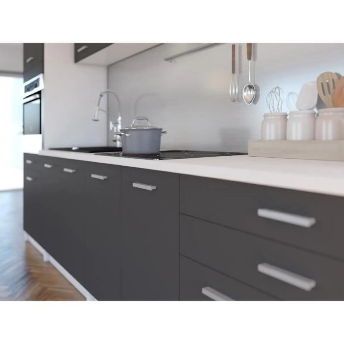 CSTORE EXTRA - Cuisine Complète Colonne L 300cm - Gris Mat 4 CSTORE EXTRA - Cuisine Complète Colonne L 300cm - Gris Mat - Image 4