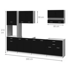 CSTORE EXTRA - Cuisine Complète Colonne L 300cm - Noir Mat -Pegane Shop extra cuisine complete colonne l 300cm noir mat 11274682 29438126 1140x1140