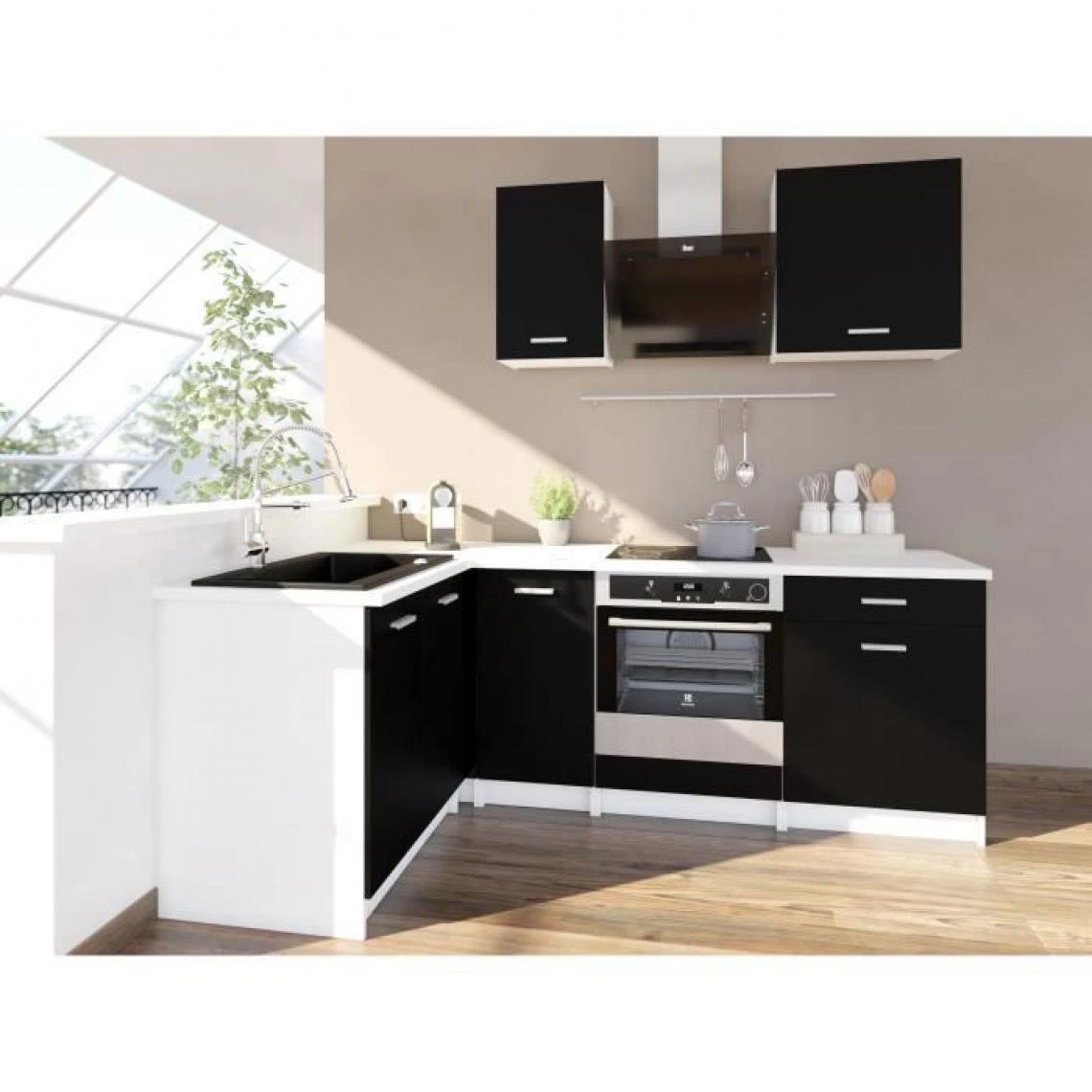 CSTORE EXTRA - Cuisine Complète D'angle L 240 Cm Noir Mat 2 CSTORE EXTRA - Cuisine Complète D'angle L 240 Cm Noir Mat - Image 2