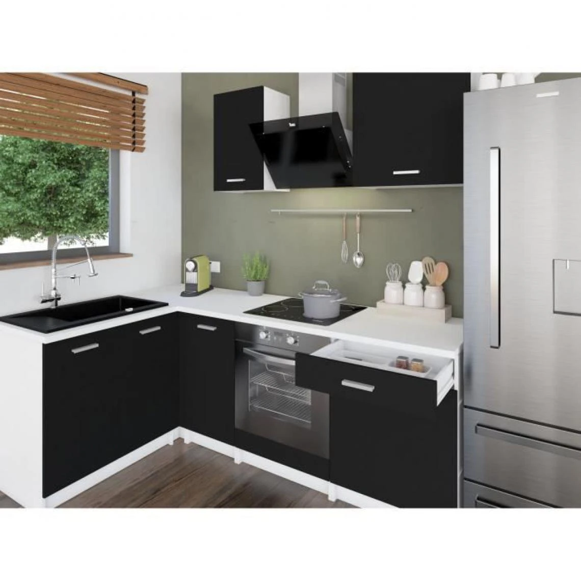 CSTORE EXTRA - Cuisine Complète D'angle L 240 Cm Noir Mat 5 CSTORE EXTRA - Cuisine Complète D'angle L 240 Cm Noir Mat - Image 5