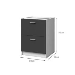 CSTORE EXTRA - Meuble Casserolier De Cuisine 60cm 2 Tiroirs - Gris Mat -Pegane Shop extra meuble casserolier de cuisine 60cm 2 tiroirs gris mat 11157460 29192892 1140x1140