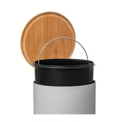 Ac-Deco Five - Poubelle 30 Litres En Métal Blanc Et Couvercle En Bambou -Pegane Shop five poubelle 30 litres en metal blanc et couvercle en bambou 10967696 28655338 1140x1140
