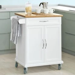 SoBuy® FKW13-WN Desserte Chariot De Cuisine De Service Meuble De Rang...