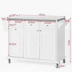 SoBuy® FKW33-W XXL Plan De Travail Desserte Sur Roulettes Meuble Char... -Pegane Shop fkw33 w g001