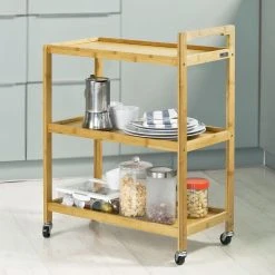 SoBuy® FKW34-B-N Chariot De Service 3 Tablettes, Desserte De Cuisine ...