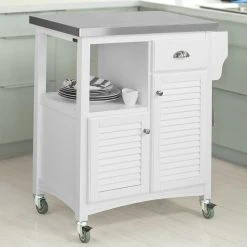 SoBuy® FKW37-W Desserte Sur Roulettes Meuble Chariot De Cuisine De Se...