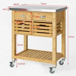 SoBuy® FKW40-N Desserte Sur Roulettes Armoire De Rangement Cuisine Pl... -Pegane Shop fkw40 n g001