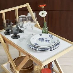 SoBuy® FKW52-WN Chariot De Service Pliable Sur Roulettes 2 Tablettes ... -Pegane Shop fkw52 wn x001