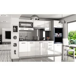 Hucoco FRITZ - Cuisine Complète Modulaire Linéaire L 240cm 7 Pcs - Plan De ...