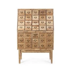 MES Garde Manger 2 Portes 25 Tiroirs 90x38x130 Cm En Pin Naturel