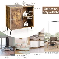 GIANTEX Meuble De Rangement, Buffet De Cuisine, Avec Etagères Réglab... 9 GIANTEX Meuble De Rangement, Buffet De Cuisine, Avec Etagères Réglab... -Pegane Shop giantex meuble de rangement buffet de cuisine avec etageres reglables et porte patins antiderapants anti basculement 76 x 40 x 78cm 14138402 39419130 1140x1140