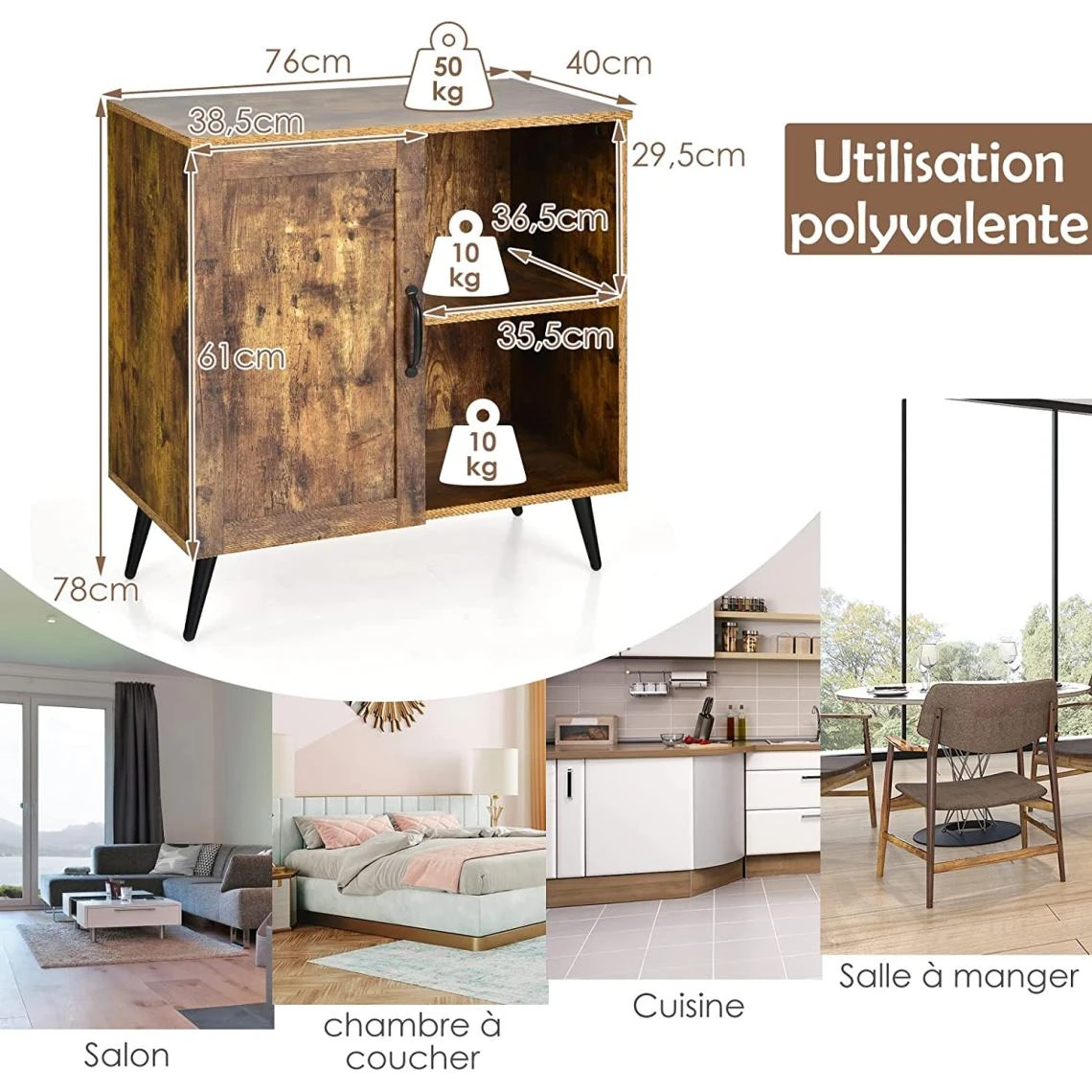 GIANTEX Meuble De Rangement, Buffet De Cuisine, Avec Etagères Réglab... 5 GIANTEX Meuble De Rangement, Buffet De Cuisine, Avec Etagères Réglab... - Image 5