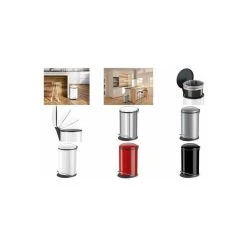 Hailo Poubelle à Pédale Harmony M, 12L, Tôle D'acier, Blanc ()