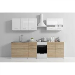 Hucoco HORN - Cuisine Complète Linéaire L 200 Cm 6 Pcs - Plan De Travail IN...