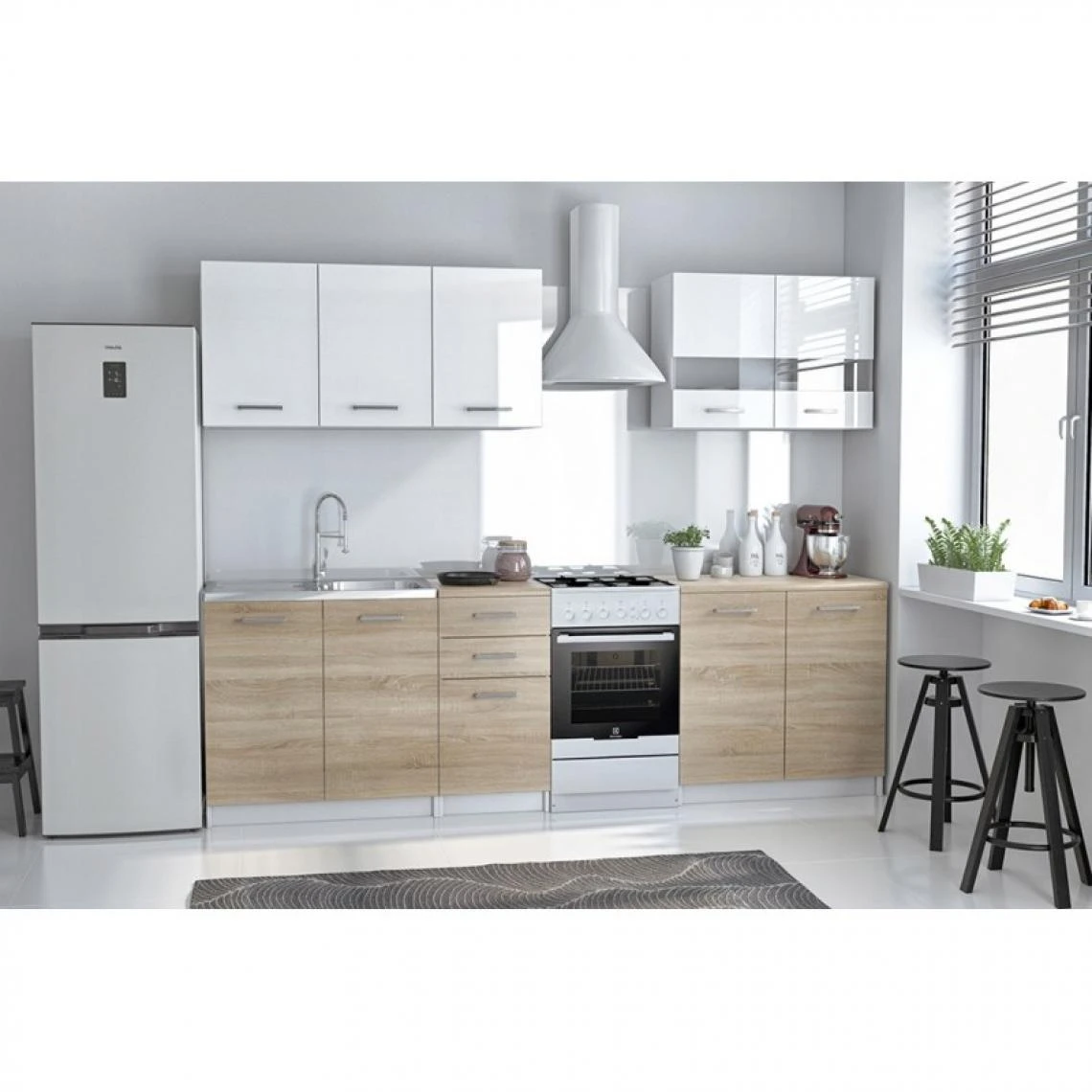 Hucoco HORN - Cuisine Complète Linéaire L 200 Cm 6 Pcs - Plan De Travail IN... 3 Hucoco HORN - Cuisine Complète Linéaire L 200 Cm 6 Pcs - Plan De Travail IN... - Image 3