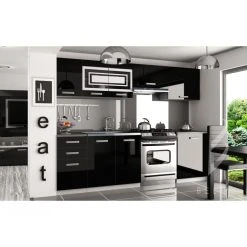 Hucoco IKAR - Cuisine Complète Modulaire Linéaire L 240/180 Cm 7 Pcs - Plan...