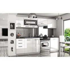 Hucoco IKAR - Cuisine Complète Modulaire Linéaire L 240/180cm 7 Pcs - Plan ...