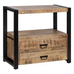 Altobuy INDYS - Meuble De Rangement En Manguier Massif Et Métal Noir