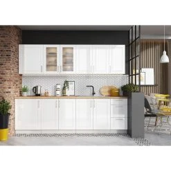 Hucoco JAZZI - Cuisine Complète Modulaire + Linéaire L 260cm 8 Pcs - Ensemb...