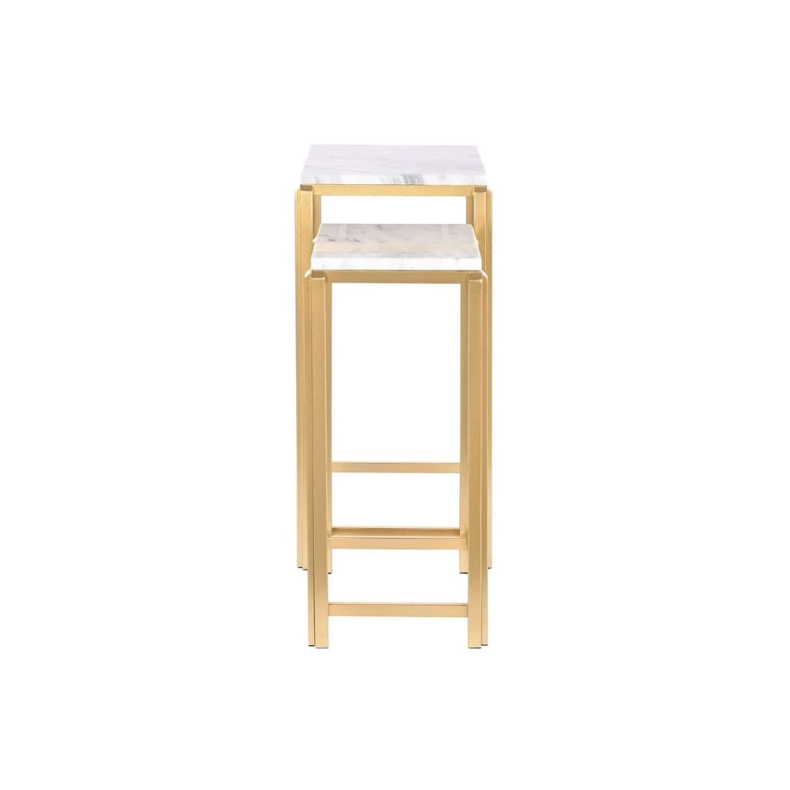 Jeu De 2 Tables DKD Home Decor 33 X 33 X 70 Cm Doré Métal Blanc Marb... 3 Jeu De 2 Tables DKD Home Decor 33 X 33 X 70 Cm Doré Métal Blanc Marb... - Image 3