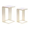 Jeu De 2 Tables DKD Home Decor 37 X 39 X 66 Cm Doré Métal Blanc Marb...