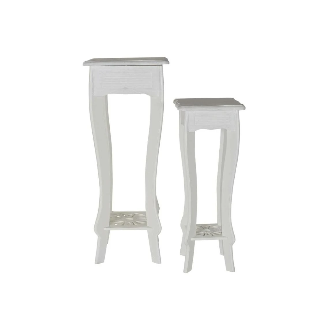 Jeu De 2 Tables DKD Home Decor Blanc Bois MDF (30 X 30 X 76,5 Cm) 2 Jeu De 2 Tables DKD Home Decor Blanc Bois MDF (30 X 30 X 76,5 Cm) – Image 2