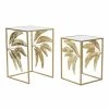 Jeu De 2 Tables DKD Home Decor Miroir Doré Métal Tropical Feuille D'...