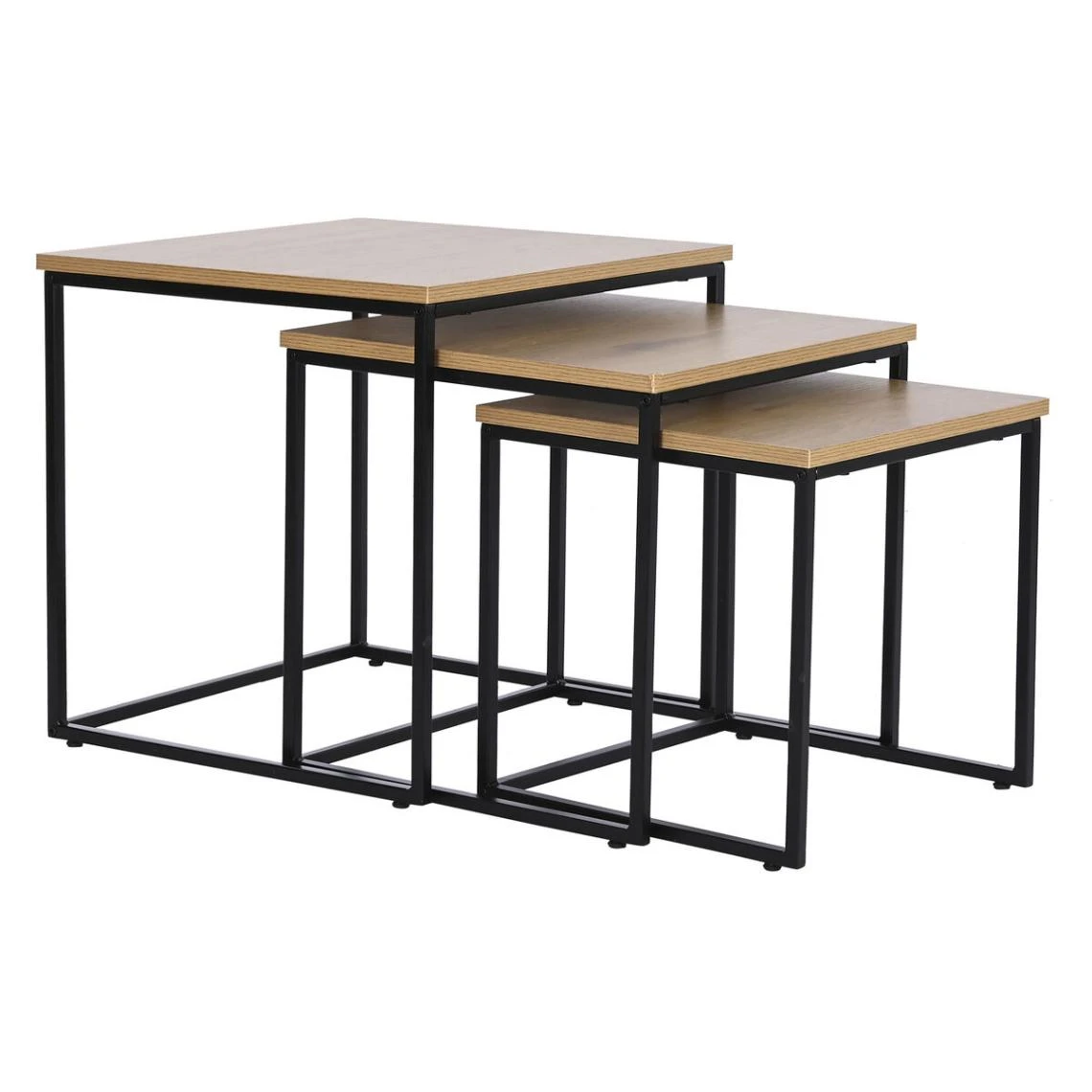 Jeu De 3 Tables DKD Home Decor Noir Métal 45 X 45 X 45 Cm Bois MDF 2 Jeu De 3 Tables DKD Home Decor Noir Métal 45 X 45 X 45 Cm Bois MDF – Image 2