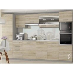 Hucoco KNOX - Cuisine Complète Linéaire L 300cm 8 Pcs - Plan De Travail INC...