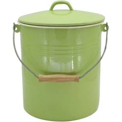 Marque Generique KRÜGER M10PAG Poubelle Avec Couvercle, Email, Pastel Vert, 31,4 X 28,...
